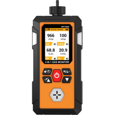 4-in-1 Gas Leak Detector (H2S, EX, O2, CO) with Built-in Pump, Pump Suction Sampling - Reliable Safety Monitor for Home and Workplace - Rechargeable, Instant Alerts