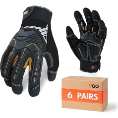 Vgo... 6 Pairs Mechanics Gloves for Men, Work Gloves for Cold Weather, Durable, Shock Absorbing, Vibration Inhibiting, Touch Screen (SL8849)