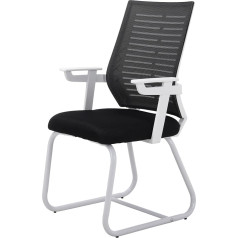 Warmiehomy Ergonomic Desk Chair without Wheels - Maximum Load 95 kg with Armrest, Office Chair, Conference Chair, Work Chair for Home, Black