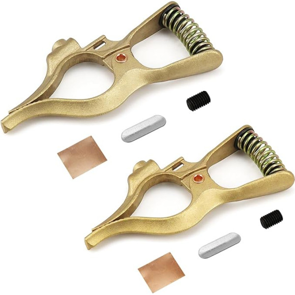 Vaphy 1 x 500A+1 x 300A Brass Clamp T Style Welding Grounding Clamp for Tig Mig MMA Welding Machine