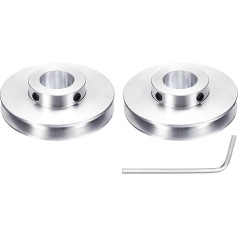 sourcing map 2 Pieces Single Groove Pulley, 18mm Fixed Bore, 60mm OD Aluminum Alloy Mechanical Pulley with Hex Wrench for 6mm PU Round Belt