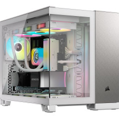 CORSAIR 2500X Small-Tower mATX Dual Chamber PC Case - Tempered Panoramic Glass - Reverse Connection Motherboard Compatible - No Fans Included - White/Satin Grey Aluminium