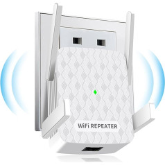 WLAN Amplifier, 1200 Mbit/s WiFi Repeater Dual Band 5GHz + 2.4GHz, WiFi Amplifier Covers up to 200 m², WiFi Repeater with Ethernet Connection, Support WPS, Compatible with All WLAN Devices