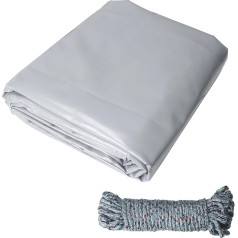 COEWUR Tarpaulin 3 x 4 m Grey Tarpaulin with Eyelets Protective Tarpaulin PVC 420 g/m² Waterproof and Tear-Resistant Garden Tarpaulin UV-Stabilised Fabric Tarpaulin with 10 m Windproof Rope for Trucks