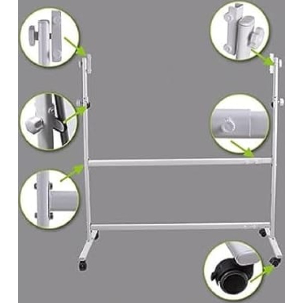 Portable A Stand, Foldable Metal Bracket, Rolling Metal Stand for 90 x 120 cm Whiteboard, Mobile Adjustable Easel for Dry Erase Boards for Office, Home, Classroom