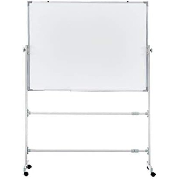 Portable Whiteboard with A Stand and Foldable Metal Holder, Mobile Double Sided Magnetic Dry Erase Board, 360° Reversible, Height Adjustable Aluminium Frame, Ideal for Home Use