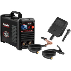 CEVIK PRO CE-TECHNO200LCD MMA Inverter Welding Machine with Welding Mask and Electrode Holder, 200A, 50% 230V, Electrodes up to 5mm, LCD Display, Connection to Generator, Welding Machine