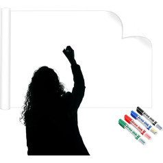 1,2 x 9,7 m großer, zuschneidbarer Whiteboard-Wandaufkleber – Statisch haftend, keine Beschädigungen – Wasserfeste, schmutzabweisende Oberfläche – Perfekt for Lernen im großen Maßstab, Kritzeln und Br