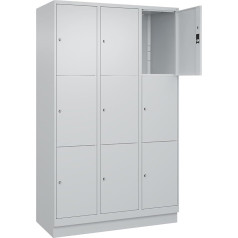 C + P Möbelsysteme C+P Classic Plus 3 Compartment Locker Cabinet Light Grey W 1200 mm 9 Compartments with Base Base