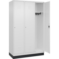 C + P Möbelsysteme C+P | Spind Classic Plus | 3 Abteile | verkehrsweiß | B 1200 mm | mit Bodensockel | Zylinderschloss