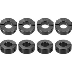 sourcing map 8 Stück doppelt geteilte Schaftmanschette für 7/16 Zoll Schaft, zweiteiliger Klemmkragen, 15/16 Zoll Außendurchmesser, 3/8 Zoll Breite, Schwarzoxid-Stahlschlosskragenklemme,