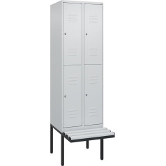 C+P | Doppelstock-Spind Classic Plus Sitzbank | 2 Abteile | lichtgrau | B 600 mm | Zylinderschloss | auskragend | Kunststoff
