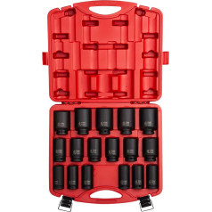 Sunex 4686 3/4-Inch Drive Deep Metric Impact Socket Set, Metric, Deep, 6-Point, Cr-Mo, 26mm - 44mm, 17-Piece