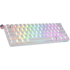 Geeky GK61 60% | Hot Swappable Mechanical Gaming Keyboard | 61 Keys Multi Colour RGB LED Backlight for PC/Mac Gamer| ANSI US American Layout (White, Mechanical Speed Yellow)