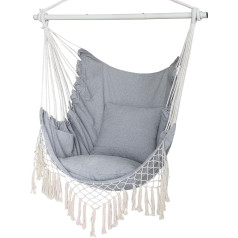 Hammock Chair Large Hammock Swing 110 x 150 cm Load 150 kg Cotton Hanging Chair Hardwood Spreader Bar Wide Seat Swing Chair