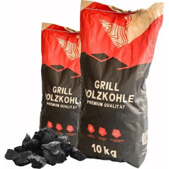 RHINOROCK Professional Barbecue Charcoal 20 kg (2 x 10 kg) - Premium Beech Wood Charcoal for BBQ, Smoker & Dutch Oven - Long Burning Time & Little Ash