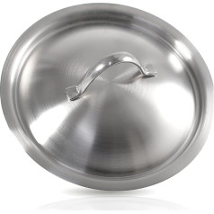 Kerafactum® Stainless Steel Pot Lid Replacement Pan Lid Universal Lid for Cooking Pot Casserole Frying Pan Wok Pot or Pan Pot Size Diameter 22 cm Stainless Steel Handle Flat Lid Rim