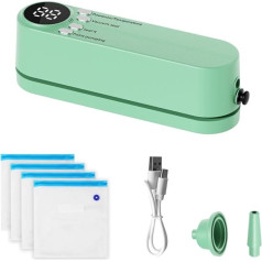 Mini Vacuum Sealer, Portable 60 KPA Film Sealer with 3 Temperature Levels, 4 Bags, 1 Inflator Adapter and 1 Air Extraction Adapter for Snack Preservation and Food Storage