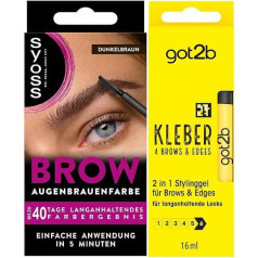 Syoss Eyebrow Kit Eyebrow Colour 4-1 Dark Brown Level 3 (17 ml) for a Natural Look & got2b Glue 4 Brows & Edges (16 ml), 2-in-1 Brow Gel & Hair Mascara, Styling Gel