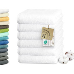 Zollner 083 Hand Towels Cotton 50 x 100 cm Washable at 95 °C Set of 6., White, 50 x 100 cm