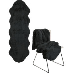 Brandsseller Rug 60 x 180 cm Lambskin Look Faux Fur XXL Faux Fur Long Pile Rug Lambskin Cushion Imitation Sheepskin Anthracite