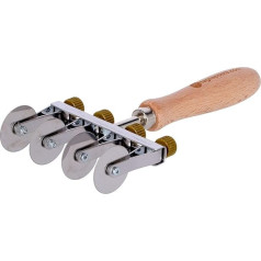 Cutting Roll for Fresh Pasta, 4 Smooth Blades Adjustable, Diameter 36 mm, Stainless Steel and Wooden Handle, Made in Italy
