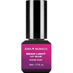 AURA Monaco Beam Light UV Eyelash Glue Super Fast - Transparent UV Lash Glue for Beam Light UV LED Systems - 1 Second Drying Time, Strong Hold and Allergy Friendly - 5 ml