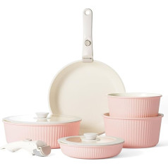 RIOVARM Induction Pots and Pans Set with Removable Handles, Non-Stick Granite Stackable Cookware Set with Silicone Lids, Space-Saving Pot & Pan Sets without PFOA, Frying Pan, Casseroles