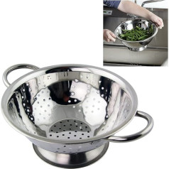 Two Handle Colander for Washing Fruit and Vegetables Steamer Basket Strainer Basket Strainer and Serving (24cm Large Colander with Two Handles)