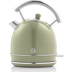 Swan Retro Electric Kettle 1.8 Litres, Vintage Design, Automatic Shut-Off Strix Controller, Wireless, BPA-Free Stainless Steel, 3000 W, Green