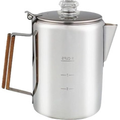 Qsvbeeqj Camping-Kaffeemaschine, große Kapazität, Edelstahlperkolator mit transparentem Deckel, 9 Tassen, Haushaltskaffeekannen