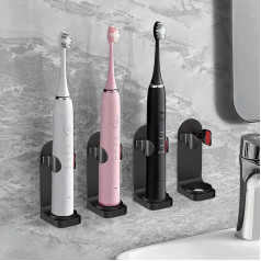 Toothbrush Holder, 4 Pack Bathroom Accessories Electric Toothbrush Holder, Adjustable Size, Toothpaste Dispenser Organizer for Adults and Kids, Toothbrush (Black)