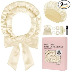Baolivi Satin Curls Without Heat, Heatless Curls Band Curlers Overnight, 70 Inch Overnight Curls DIY Hair Curler Rollers Curling Band, 9 Pieces Curls Overnight Set with Sleep Cap for Long Hair