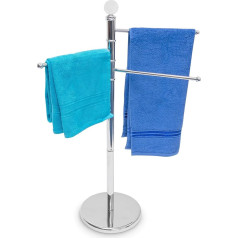 Relaxdays 10019262 93.5 cm, Base Diameter 29 cm Stainless Steel Hand Towel Stand, Chrome/Silver