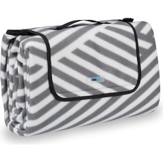 Relaxdays Picnic Blanket XXL, 200 x 200 cm, Thermal Insulated, Foldable Beach Blanket, Waterproof, with Carry Handle, Grey/White