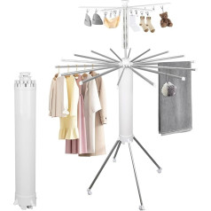 KMQRDZi Octopus Aluminium Clothes Airer, 112 x 112 x 121 cm, Double Floor Clothes Airer, Balcony Household, Foldable and Rotatable, Indoor Clothes Airer