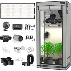 Aygrochy Advanced Grow System Plant Set, Intelligent Integrated Controller for Pipe Fan, Full Spectrum LED Grow Lamp 200W, 60 x 120 x 180 cm Grow Tent.