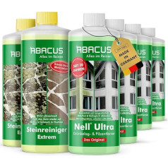 ABACUS® Nell Ultra® Green Growth Remover 4L + Stone Cleaner Extreme 2L Removes Green Growth & Algae with Long-Term Protection in Minutes! Algae Remover Fungus Remover Lichen Remover Algaecide Algae