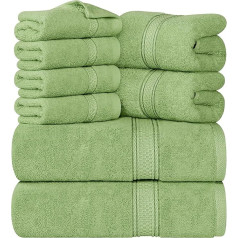 Utopia Towels Sage Green 8 Piece Towel Set, 2 Bath Towels, 2 Hand Towels and 4 Face Cloths 100% Cotton
