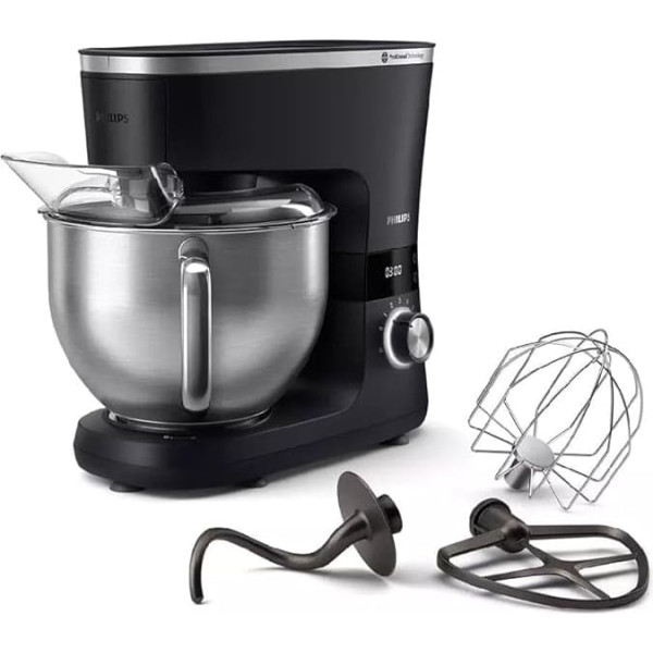 PHILIPS 7000 Series Food Processor HR7962/21, 5.5 L Bowl, 1.5 L Mixer, 1000 W, 8 Speed Levels, Silver/Black