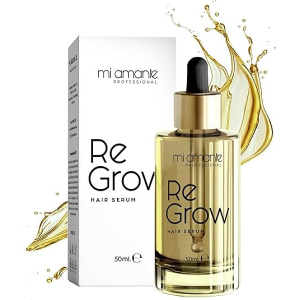 Mi Amante ReGrow Vegan Hair Serum - Fast Acting Hair Growth Serum for Thicker, Stronger and Vibrant Hair - Ideal for Hair Loss Hair, Hair Loss and for Prevention of Grey Hair - 50 ml