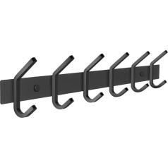 SAYONEYES Wardrobe Wall Mount with 6 Double Hooks for Hanging - 17 Inch Heavy Duty SUS304 Stainless Steel Matte Surface Waterproof - Wall Hook Rail for Bathroom Entrance