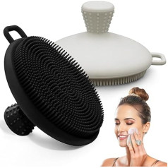 GEENOA Silicone Facial Scrubber, Manual Facial Scrub with Soft Bristles and Non-Slip Handle, Gentle Facial Scrubber, Face Brush for Super Foaming and Deep Cleansing, 2 Pack