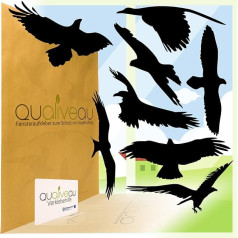 QUALIVEAU® 40 cm Large Stickers to Protect Against Bird Strikes | Complete Set with Squeegee | Choice of Colours