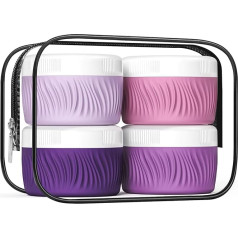 Kuangre Travel Containers for Toiletries, Silicone Cream Jars, BPA Free, TSA Approved, 2oz Travel Size Leakproof Travel Essentials with Lids for Cosmetics, Face, Hand, Body Cream (4