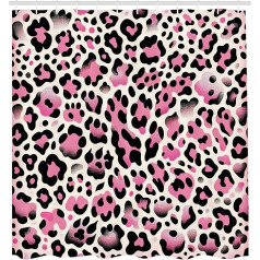 ABAKUHAUS Pink Shower Curtain Leopard Skin Classic Rose Tint Ornamental Abstract Art Wild Nature Fabric Fabric with Hooks 175x200cm Blush Dark Grey Ivory