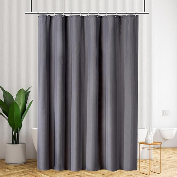 ANAZOZ Bath Curtain 300 x 200 cm Shower Curtains Anti-Mould Washable Polyester Plain Dark Grey