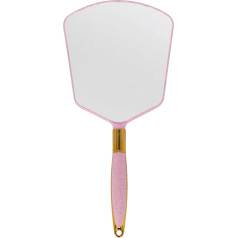 YCHMIR Hand Mirror, Hand Mirror with Handle, Hairdresser Hairdresser Hand Mirror for Salon, 6 x 13 Inch, Pink Square