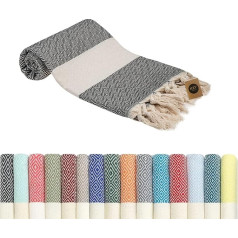 KZY LONDON Large Turkish Peshtemal Bath Towel Hammam Towel Sauna Towel XXL Bath Towel 100 x 180 cm Sauna Spa Pareo Yoga Beach Picnic Thin and Light (Black, 1)