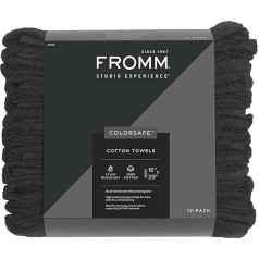 Fromm ColorSafe Hair Towels for Hairdressers, Hairdressers, Spa, Gym, 100% Cotton, Bleach Resistant, 16 x 29 Inch, Absorbent, Stain Resistant, Drying Curly, Long, Wavy Hair, 12